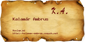 Kalamár Ambrus névjegykártya
